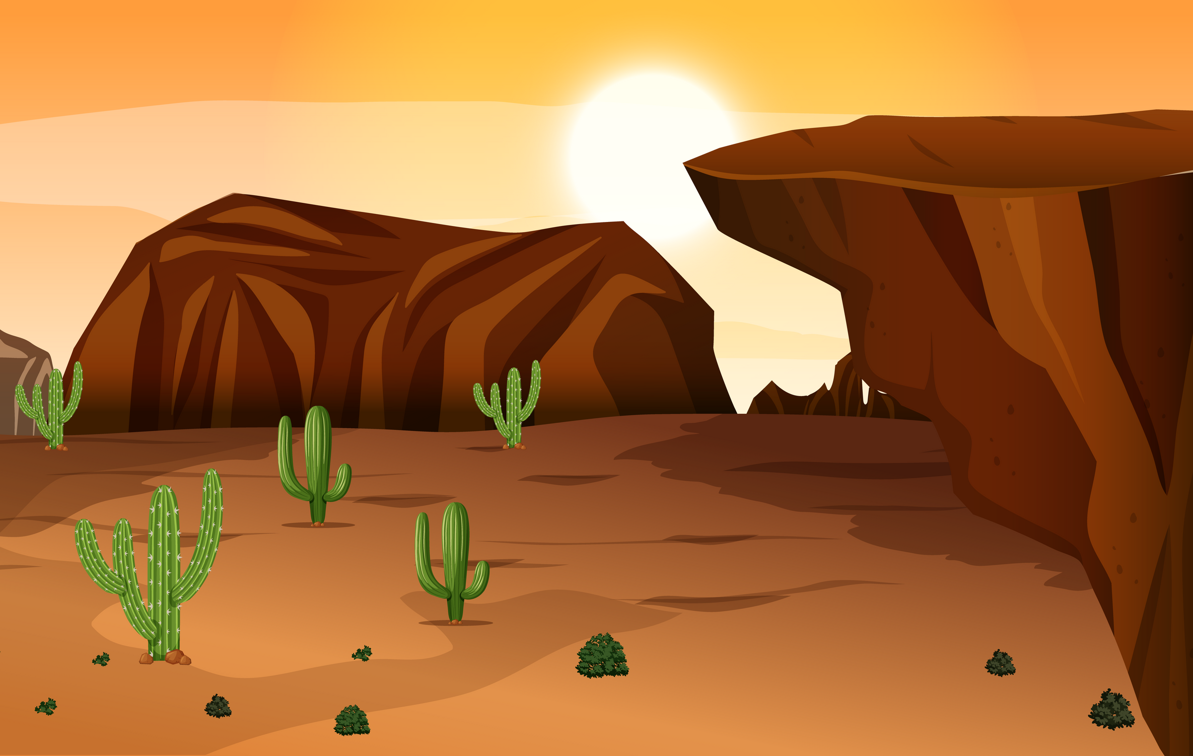 Scene with Cactus in the Desert